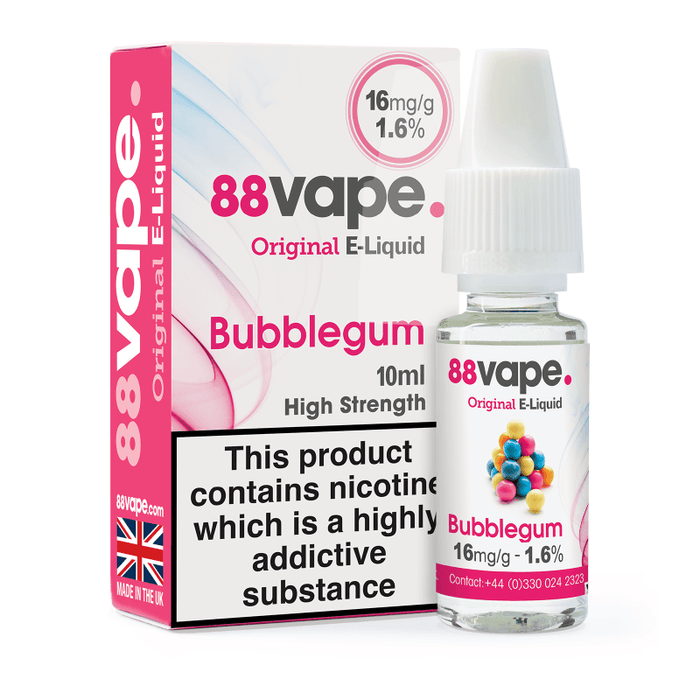 88vape Bubblegum 10ml E-liquid - Premier Vapes